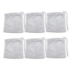 Fish Tank Small Sized Filter Bags, 6 Pack High Flow Bags 3 By 4 Inches Aquarium Filter Media Mesh Bags With Nylon Drawstrings,White
