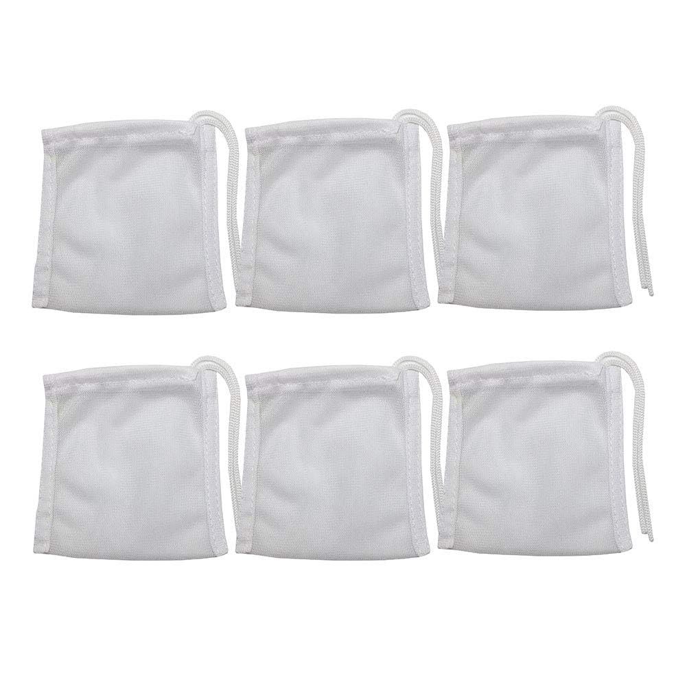 Fish Tank Small Sized Filter Bags, 6 Pack High Flow Bags 3 By 4 Inches Aquarium Filter Media Mesh Bags With Nylon Drawstrings,White