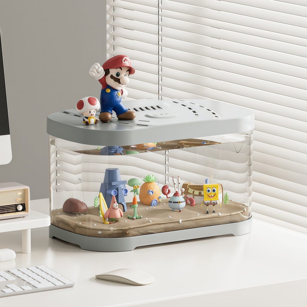 Transparent Plastic Fish Tank Aquarium Terrarium Decoration Office Ornamental Tank Pet Supplies